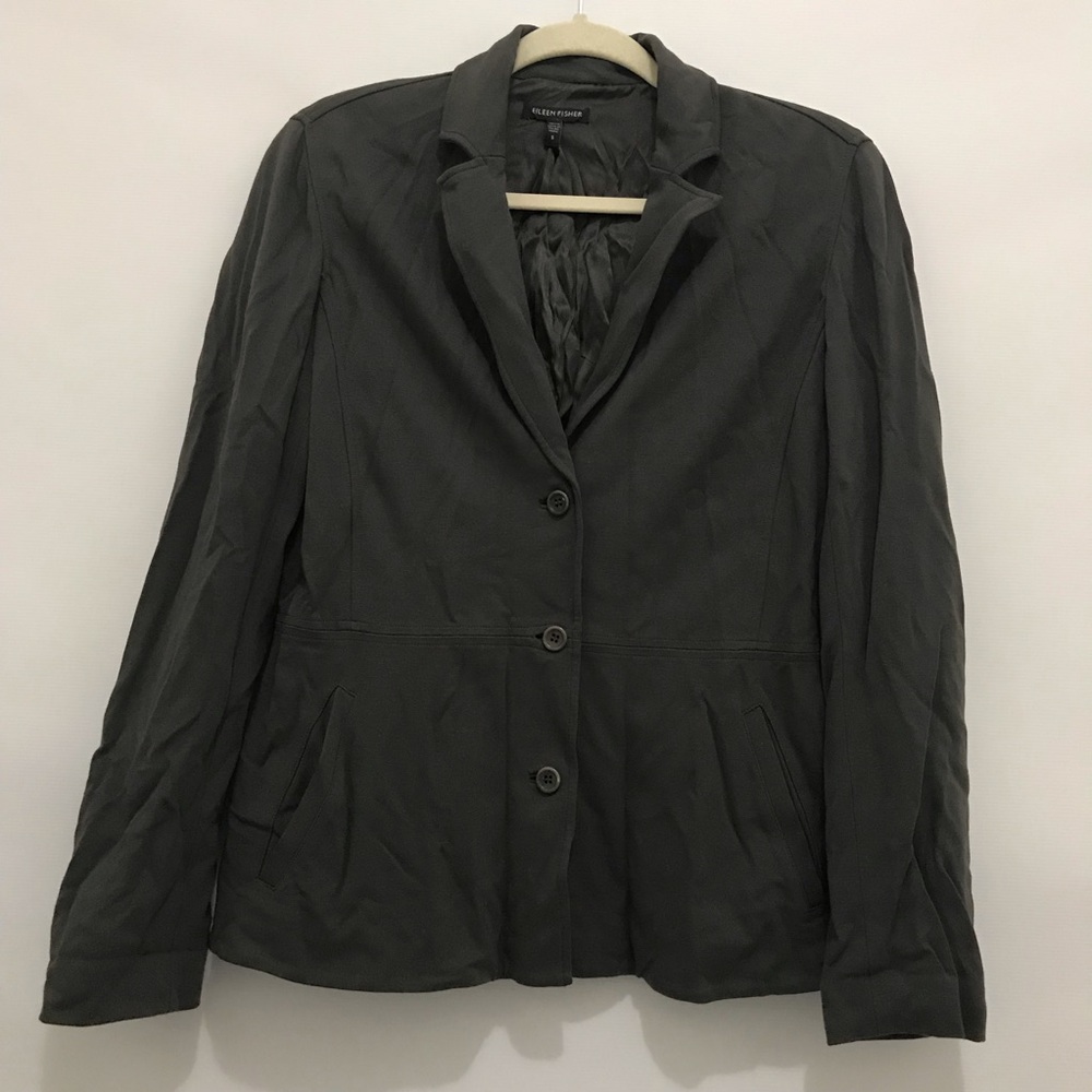 Eileen Fisher Women's Grey 3 Buttons Blazer Size S